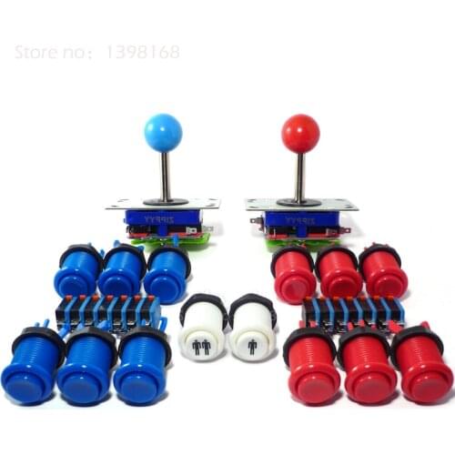 2 Player Arcade Control Kit - 2 Ball Top Joysticks, 14 Buttons / Arcade parts Bundles kit - MAME, JAMMA