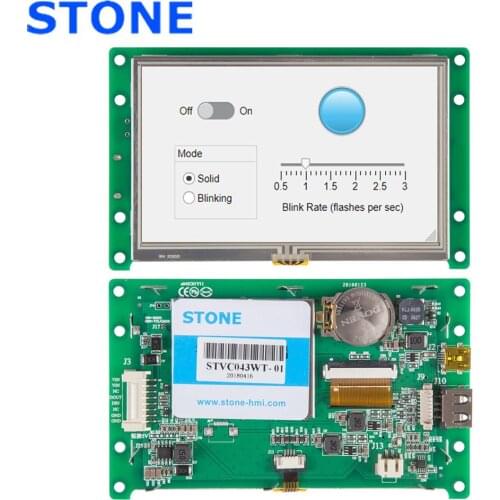4.3 Inch HMI LCD Display Module Embedded LCD with PCB + CPU + Driver + Flash Memory + UART Interface