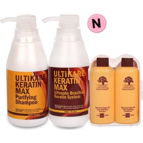 300ml 5% Formalin Brazilian UltiKare Keratin Treatment+300ml Purifying Shampoo Straighten Normal Cruly Hair+Free Gift Hair Set
