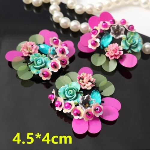 3D Handmade Sequins Beads Flower Applique Patches For Hair Clip Bags Brooch Sew on/ Glue on DIY Accessories