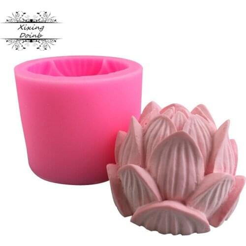 3D lotus shaped silica gel mold fruit candle model tool chocolate fudge cake decoration kitchen baking mold