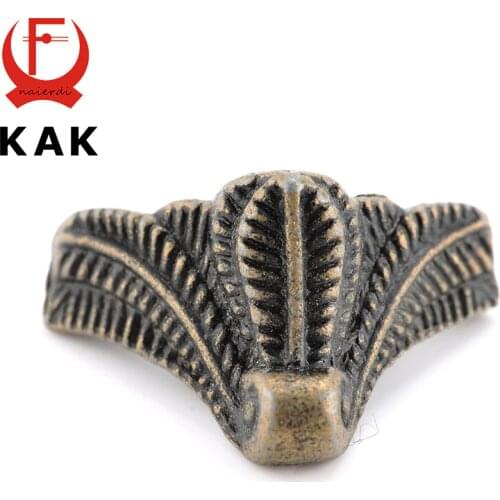 4PCS KAK Antique Corner Protector Bronze Jewelry Chest Box Wooden Case Decorative Feet Leg Metal Corner Bracket Hardware