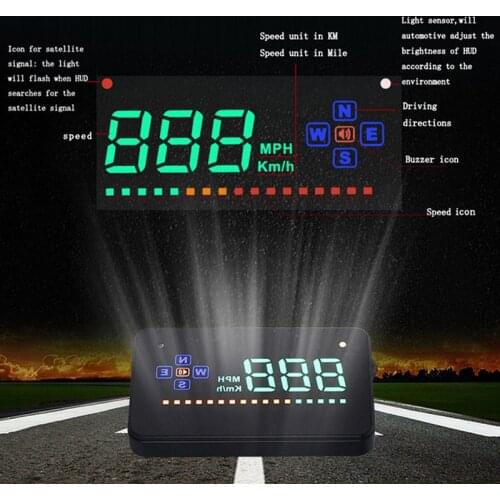 Auto Electronic Voltage Alarm Car HUD Head Up Display Overspeed Warning System Projector Windshield