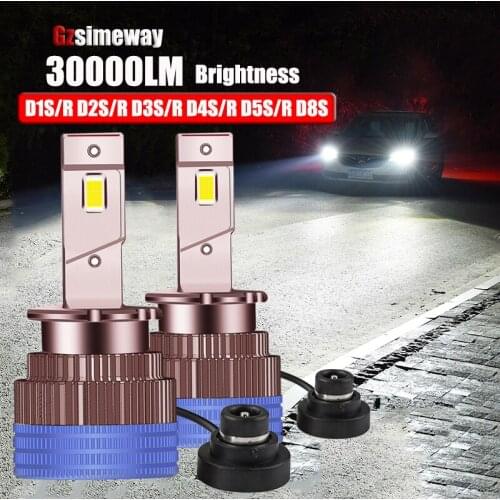 2PCS Car Headlight D1S D3S LED Lamp D2S D2R D1R D4R D4S D5S D8S Canbus 30000LM 6000K Bulbs HID Conversion Kit Auto Lights 12V