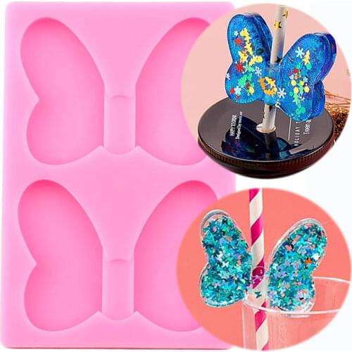 Butterfly Straw Topper Silicone Mold DIY Bows Epoxy Resin Molds Fondant Cake Decorating Tools Chocolate Candy Clay Moulds