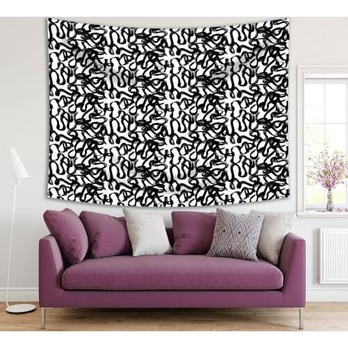 Tapestry Brush Strokes Hand Drawn Style Black and White Modern Design Artwork Home Decoration