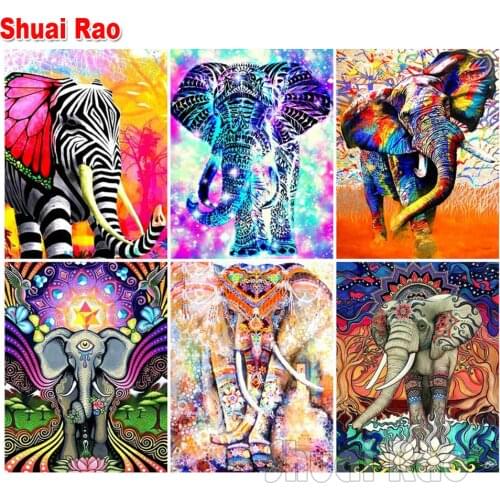 Indian Mandala Elephants wall stickers diamont broderie diamants 5D diamond painting kit set Full square paiting tools animals