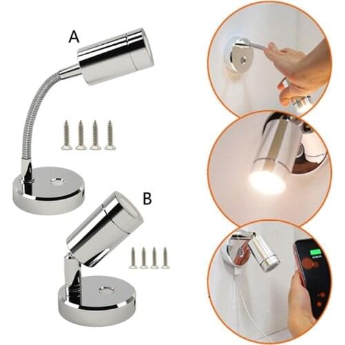Reading Lamp RV Boat LED Bedside Lamp with USB Port Camper Multipurpose Lighting Equipment Light Switch Control Light