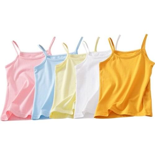 Kids Underwear Solid 100% Cotton Girls Tank Tops Candy Color Blouse Girls Vest Children Singlet Tops Undershirt for 2-10 Years