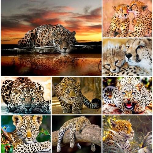 5D DIY Diamond Painting Animals Leopard Set Cross Stitch Kit Full Drill Square Diamond Embroidery Rhinestone Mosaic Home Decor