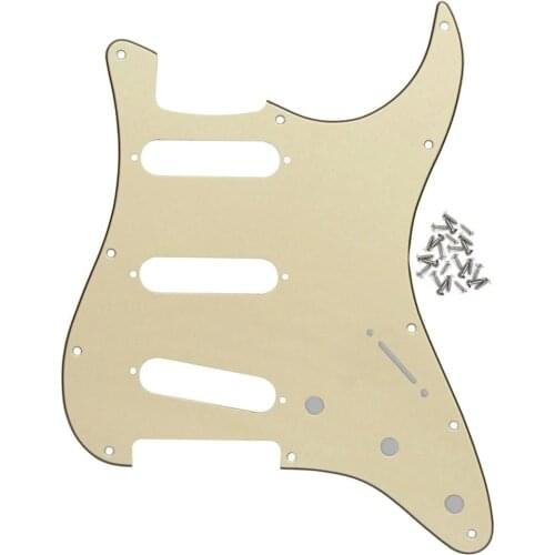 FLEOR Set of 11 Hole Strat Guitar Pickguard Pick Guard SSS Scratch Plate 3Ply with Screws for Guitar Accessories