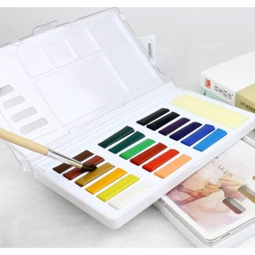 Simbalion Stationery set portable watercolor art transparent painting with 12 color 18 color solid watercolor paint