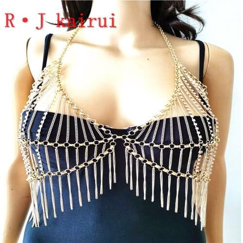 New RJRH20 Fashion Women Handmade Rhinestone Bra Chains Jewelry Bling Crystal Beads Top Costume Jewelry 2 Colors