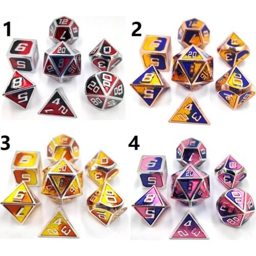 New arrival upscale polyhedral metal dice 7pcs/Set dnd dice set dados rpg dobbelstenen dados rol d4 d6 d8 d10 d12 d20