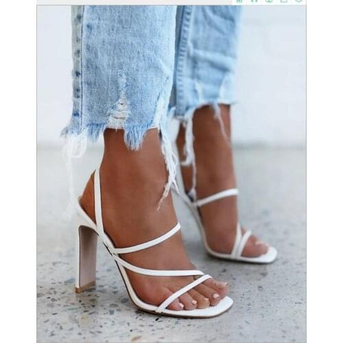 New Women Pumps Open Toe Sexy Sandals Ladies Thin Belt High Heels Females Outdoor Party Dress White Fashion Shoes For Lady