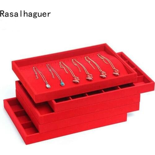 Fashion Hot Sale Red Velvet Jewelry Tray Jewellery Display Box Necklace Earring Pendant Stud Organizer Other Accessories Show