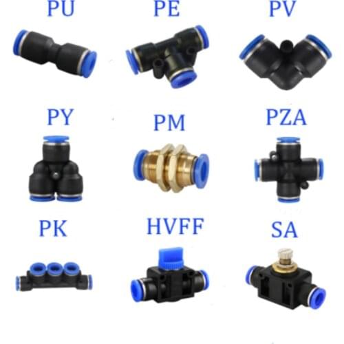 1PC Pneumatic Fittings PY/PU/PV/PE Water Pipes and pipe connectors direct thrust 4 to 16mm/ PK plastic hose quick couplings