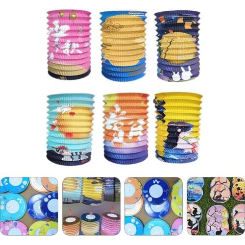 6 Pcs Chinese Style Hanging Lanterns Exquisite Moon Festival Decorations