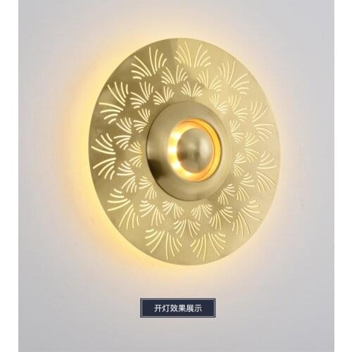 Postmodern light luxury living room decoration full copper wall lamp Nordic personality fashion designer art corridor bedside