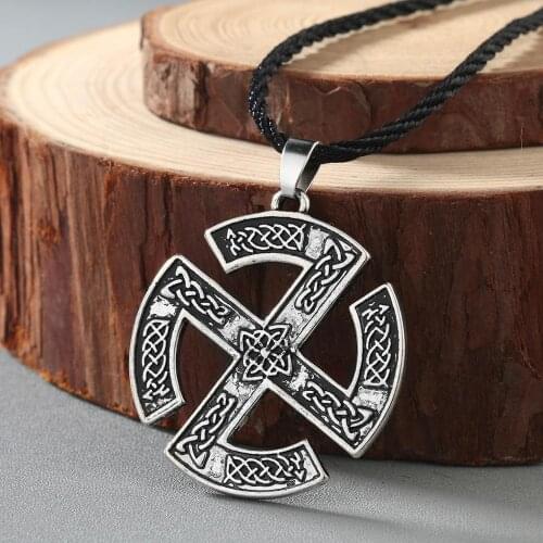 QIAMNI Russian Slavic Viking Talisman Pendant Necklace Gromovik Orthodox Eastern Church Necklace Men Religious Jewelry Charm
