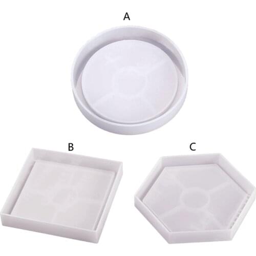 Coaster Silicone Mould Epoxy Casting Mold Round Square Hexagon Coaster Resin Casting Mold Tea Mat Concrete Cement Molds