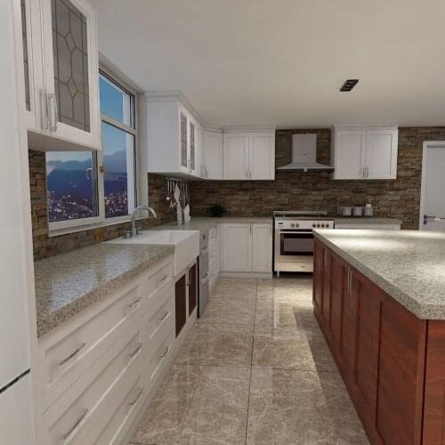 Modern white kitchen design shaker kitchen cabinet door quartz countertop large kitchen island stone backsplash integrated stove