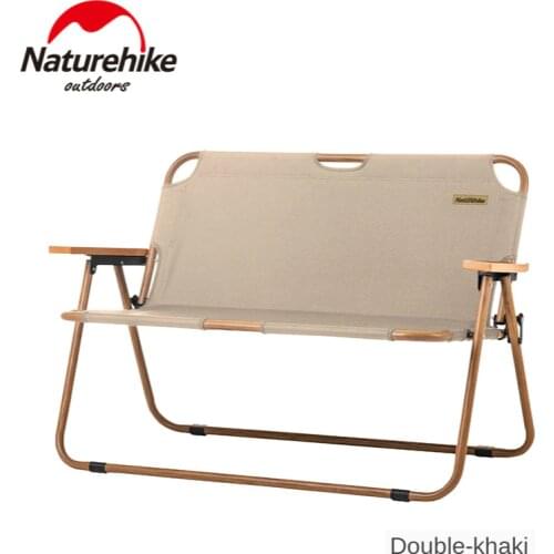 Naturehike 2020 New Double Wood Timber Camping Fishing Chair Can For Office Camping Light Wood Grain Nap Chair Beach Chair