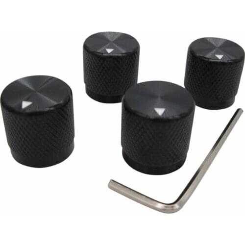 Taiss/ 4pcs Black Aluminum Rotary Electronic Control Potentiometer Knob for 6 mm Diameter Shaft,17mm Dia. x 17mm Height