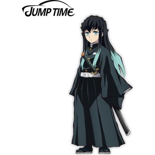 Jump Time 13 x 5.6cm For Demon Slayer Muichiro Tokito Car Stickers Anime Decal Motorcycle Windows VAN Windshield Vinyl Car Wrap