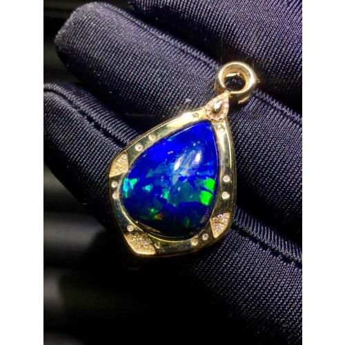 Fine Jewelry Real 18K Gold AU750 G18K Natural 100% Opal Gemstone 6.9ct Pendant Gold Diamond Pendant Gemstone Necklaces for Women