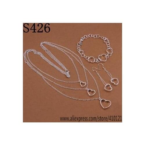 S426 Lucky Charm Silver Color Jewelry Sets For Women Jewelry Lady Accessories Fashion Bracelet Necklace Earring /diwamada