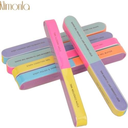 10Pcs/Set Mix Color Nail Files Sponge Polished Manicure Polish Strip Sanding Professional Nail Care Block Seven Side Tools File
