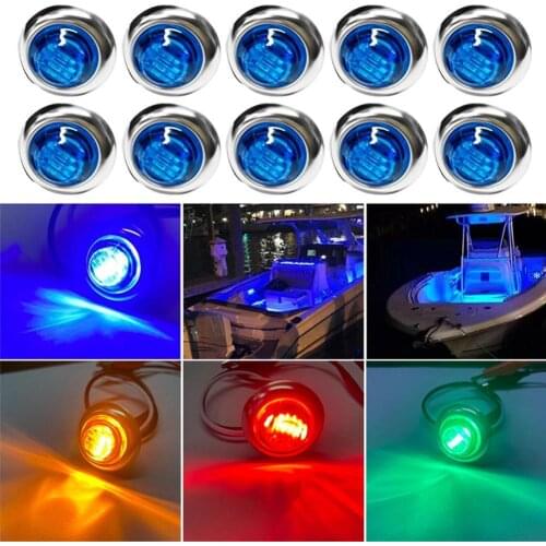 10pcs Waterproof Side Marker Indicators LED 12V Mini Round Light For Truck Bus Trailer Caravan Boat Motocycle Side Beacon Light