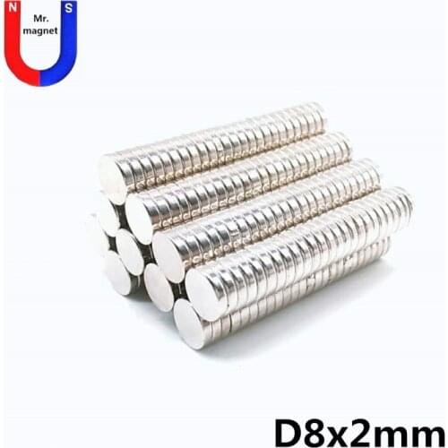 100pcs 8x2 Mini small disc round neodymium magnet 8mm x 2mm jewelry magnets 8*2 super strong powerful rare earth magnet N35
