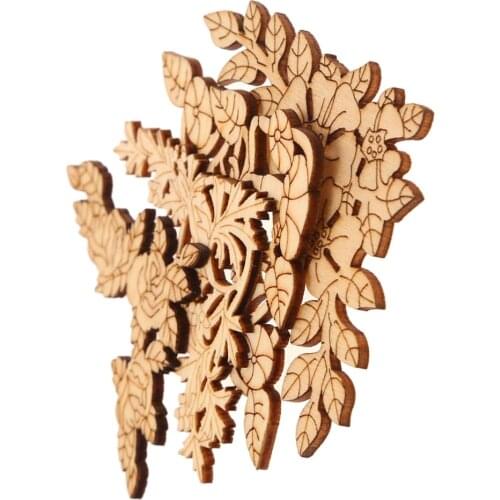 4PCS Cut Decorative Cutouts Wooden Shape Craft Wedding Embellishment