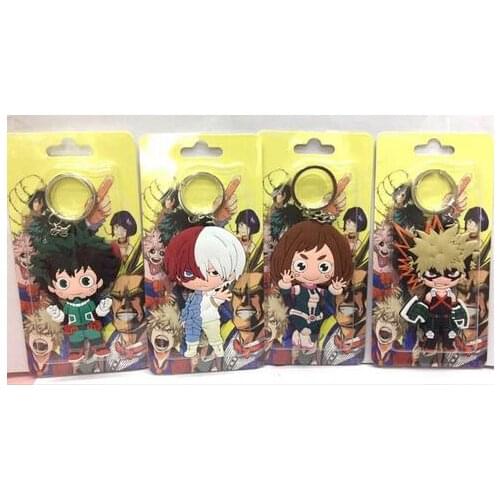 50 pcs Anime My Hero Academia Boku no Hero Academia PVC Double Sided Keychain Pendants Charms Collection Key Ring 6-8cm C-100