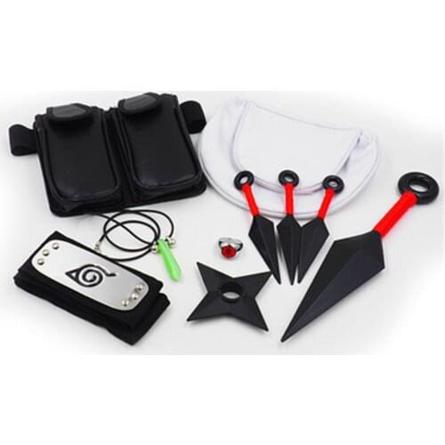 Akatsuki Uchiha Kakashi Cosplay Ninja Gloves Mask Turban Anime Accessories Kunai Notebook Numerical Sign Props Halloween Gifts