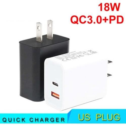 QC3.0PD18w fast charge charger for Apple Android USB-A+Type-c charging head