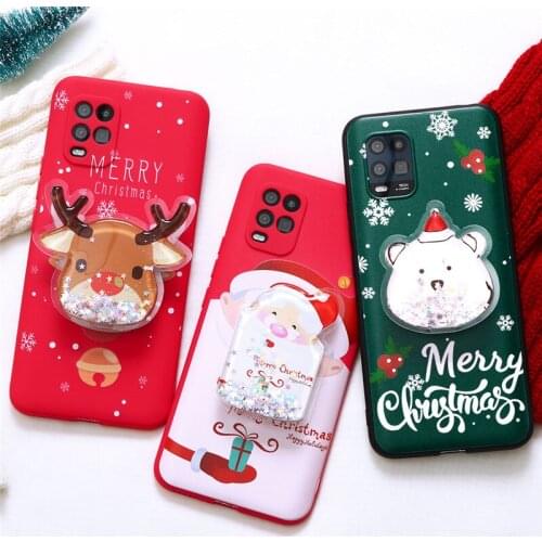 Christmas Deer Santa Claus Quicksand Holder Case For Xiaomi Redmi 9A 9X 8A 7A 6A K20 K30 Ultra Note 9 9s 8 6 Pro 5 7 8T TPU Case