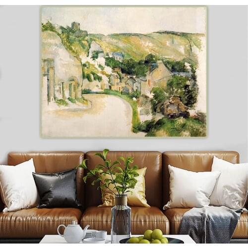 Citon Paul Cezanne《A Turn in the Road at La Roche-Guyon》Canvas Art Oil Painting Picture Wall Background Decorations Home Decor