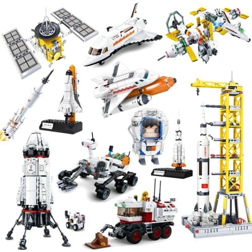 Plane Airplane Space Station Shuttle Launch Center Rocket Spacecraft Truck Blocks Building Blocks Bricks Toys Games