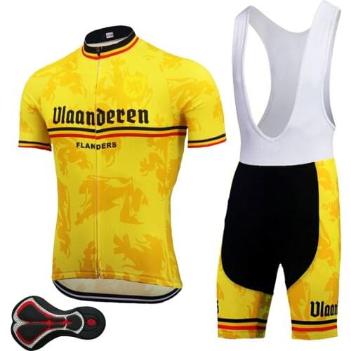 Cycling jersey set Flanders ropa ciclismo hombre men cycling clothing maillot ciclismo bike jersey bib shorts Gel Pad