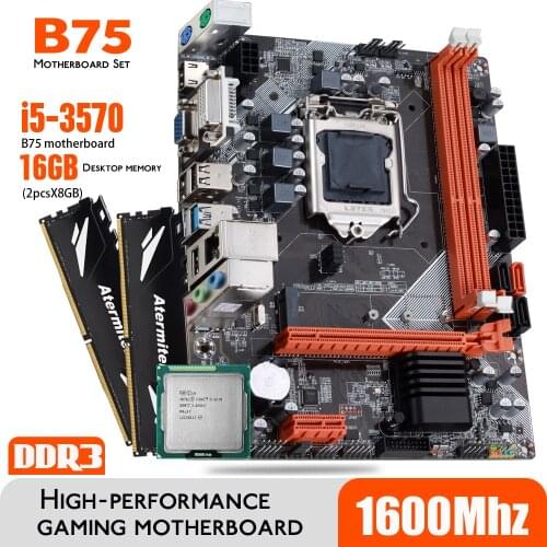 Atermiter B75 Motherboard Set With Intel Core I5 3570 2 x 8GB = 16GB 1600MHz DDR3 Desktop Memory Heat Sink USB3.0 SATA3