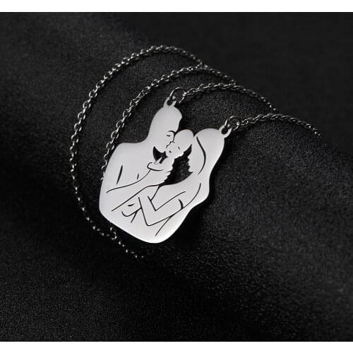 COOLTIME Family Pregnant Mother Baby Gift For Women Men Pendant Silver Color Stainless Steel Statement Necklace Jewelry