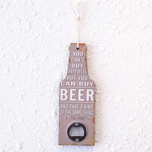 LINKWELL 1PC 19.8*7cm Vintage MDF Quote Words Grey Wall Decor Opener Wine Beer Soda Glass Cap Bottle Opener Kitchen Bar Gift