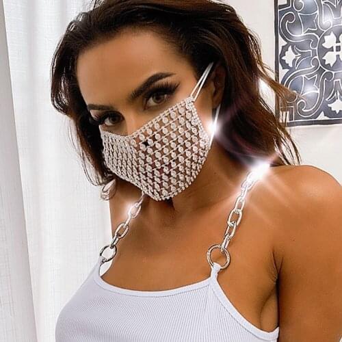 Lns Charm Pearl Mask Luxurious Full Rhinestone Shining Women Popular Halloween Play ball 2020 bride 2020 bride Wedding Photos