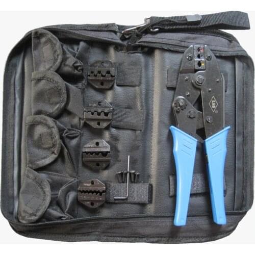 Multi-function hand crimping tool sets with terminal crimping tools pliers 4 exchangeable jaw crimp dies