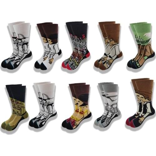 Autumn and Winter Cartoon Film Characters Combed Cotton Socks for Men and Women Tiptoe Heel Thickening Warm Middle Tube Socks