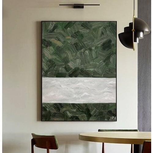 Original hand-painted "Midsummer Green" Art Oil Paintings Nordic Forest Abstract Oil Painting On Canvas Restaurant living room