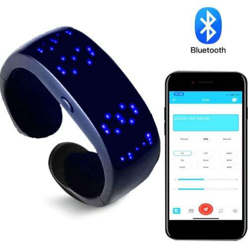 Rechargeable Bluetooth Programmable LED Luminous Bracelet Light Up Glowing Slap Bracelet Night Safety Wristband for Night Runnin